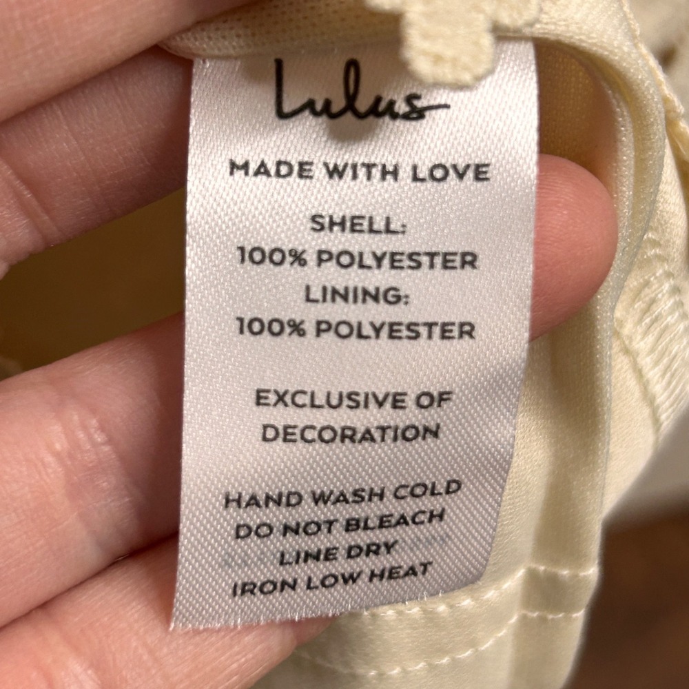 Lulus Lust or Love Dress Size‎ M Cream Embroidered Crochet Lace Sheer Mini Boho - Picture 5 of 12